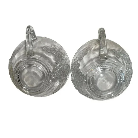 Vintage Punchbowl Glasses Used Matching Set of 2 Grapevines - Picture 3 of 16